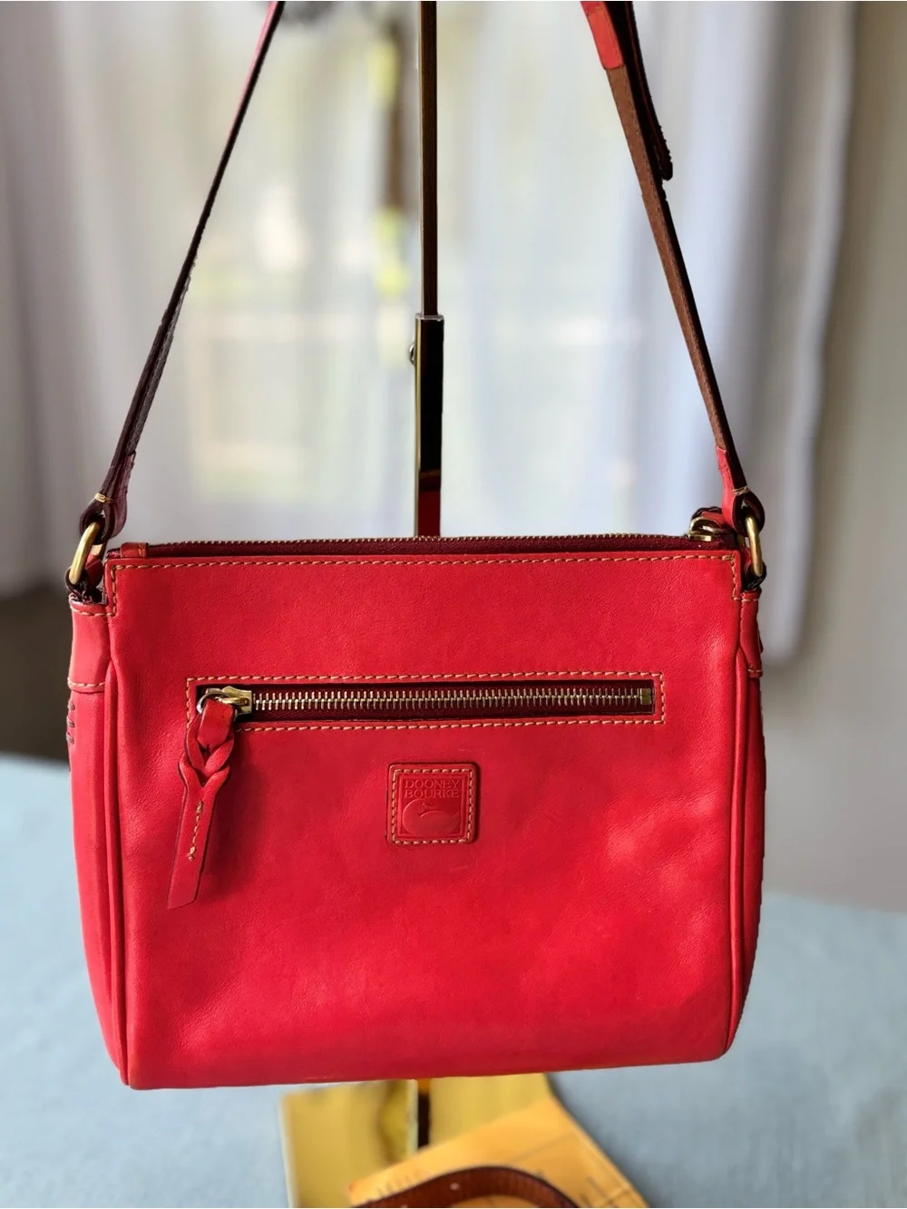 Dooney & Bourke Persimmon Florentine Leather Shoulder Bag with Strap Extender